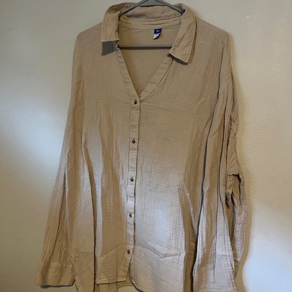 Old Navy Lightweight Beige Button-Front Blouse